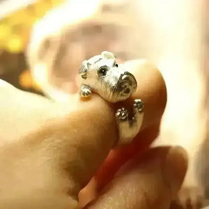 Silver Schnauzer Puppy Open Ring - Bear Hugs
