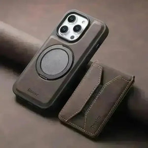 Solid Leather Wallet Phone Case (For iPhone) - Bear Hugs