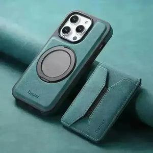 Solid Leather Wallet Phone Case (For iPhone) - Bear Hugs