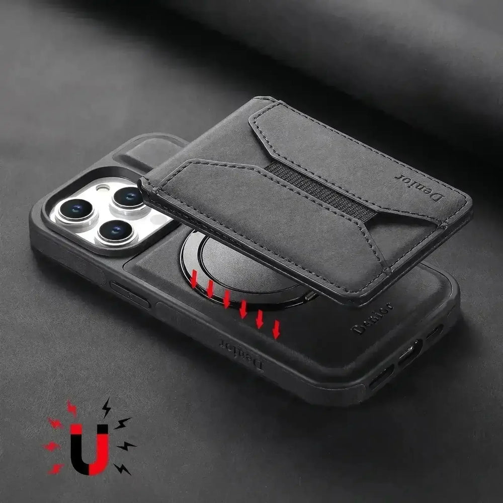 Solid Leather Wallet Phone Case (For iPhone) - Bear Hugs