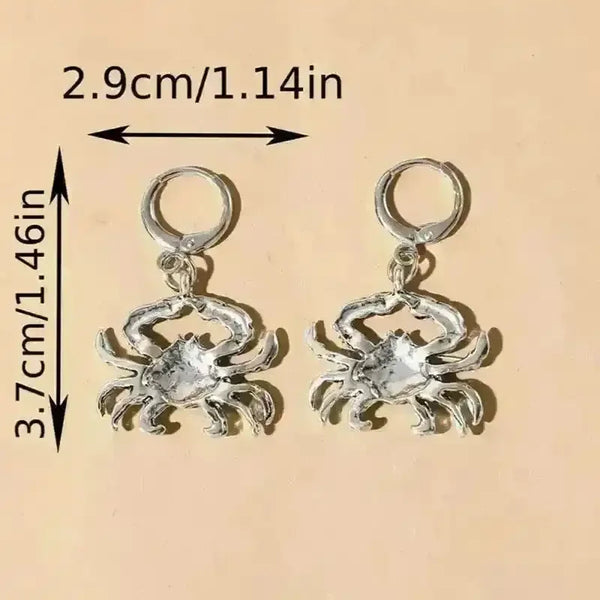 Stunning Crab Shaped Silver Dangle Earrings - Bear Hugs