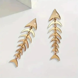 Stylish Fishbone Dangle Earrings - Bear Hugs