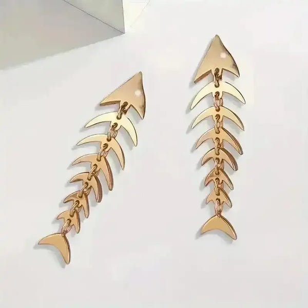 Stylish Fishbone Dangle Earrings - Bear Hugs