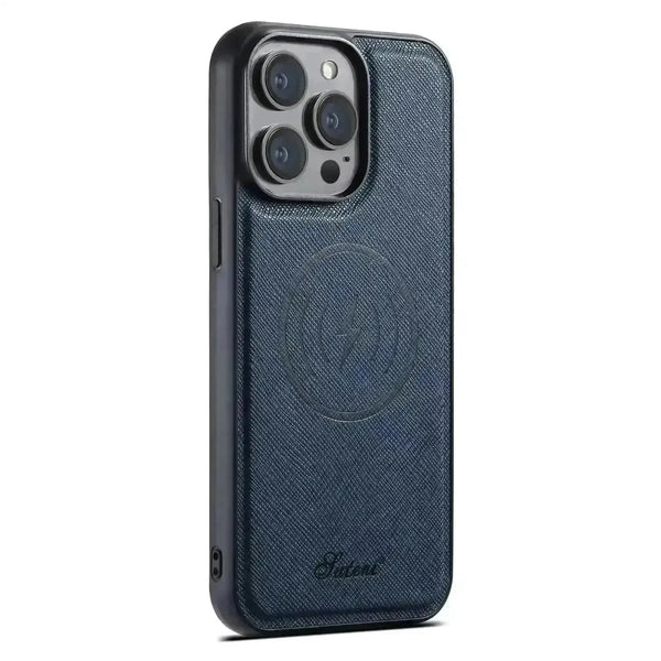 SUTENI Cross Pattern Magnetic Leather Case (For iPhones) - Bear Hugs