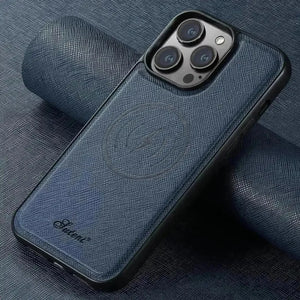 SUTENI Cross Pattern Magnetic Leather Case (For iPhones) - Bear Hugs