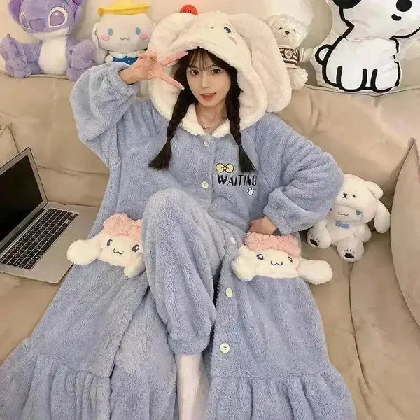 Thick Fleeced Cartoon Sanrio and Disney Pajama Set - Bear Hugs