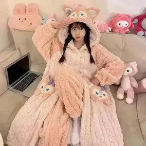Thick Fleeced Cartoon Sanrio and Disney Pajama Set - Bear Hugs
