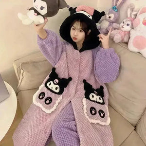 Thick Fleeced Cartoon Sanrio and Disney Pajama Set - Bear Hugs