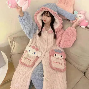 Thick Fleeced Cartoon Sanrio and Disney Pajama Set - Bear Hugs