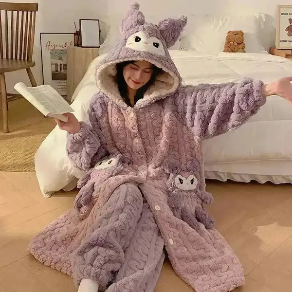 Thick Fleeced Cartoon Sanrio and Disney Pajama Set - Bear Hugs