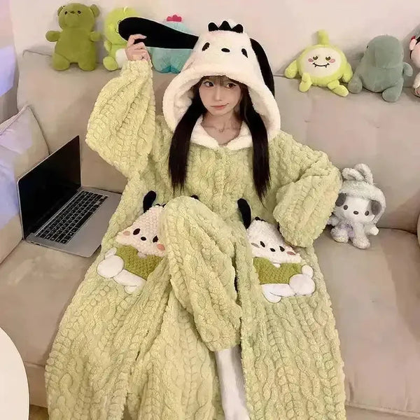 Thick Fleeced Cartoon Sanrio and Disney Pajama Set - Bear Hugs