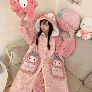 Thick Fleeced Cartoon Sanrio and Disney Pajama Set - Bear Hugs