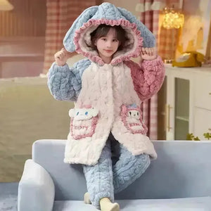 Thick Fleeced Cartoon Sanrio and Disney Pajama Set - Bear Hugs