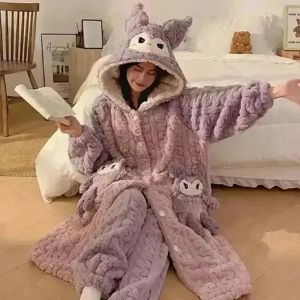 Thick Fleeced Cartoon Sanrio and Disney Pajama Set - Bear Hugs