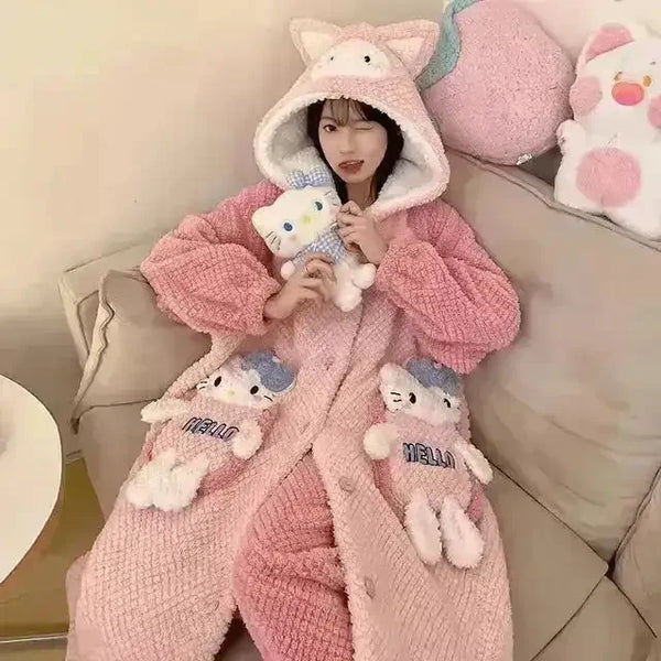 Thick Fleeced Cartoon Sanrio and Disney Pajama Set - Bear Hugs
