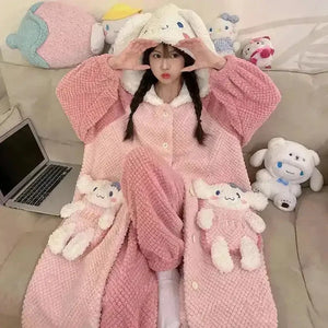 Thick Fleeced Cartoon Sanrio and Disney Pajama Set - Bear Hugs