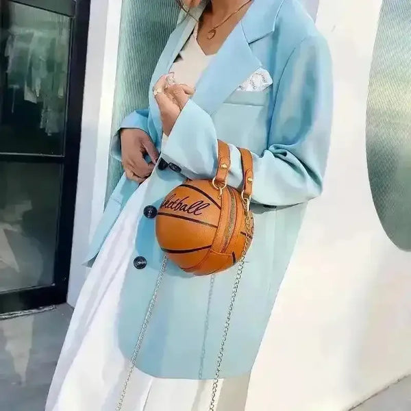 Trendy Basketball Shaped Crossbody Bag - Bear Hugs