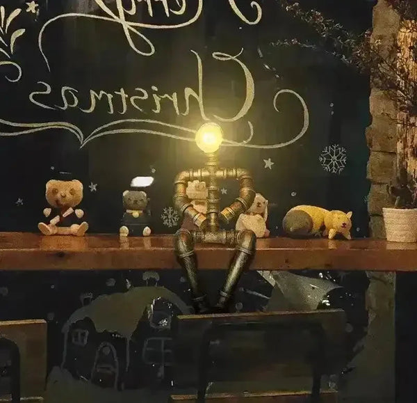 Unique Robot-Shaped Steampunk Desk Lamp - Bear Hugs
