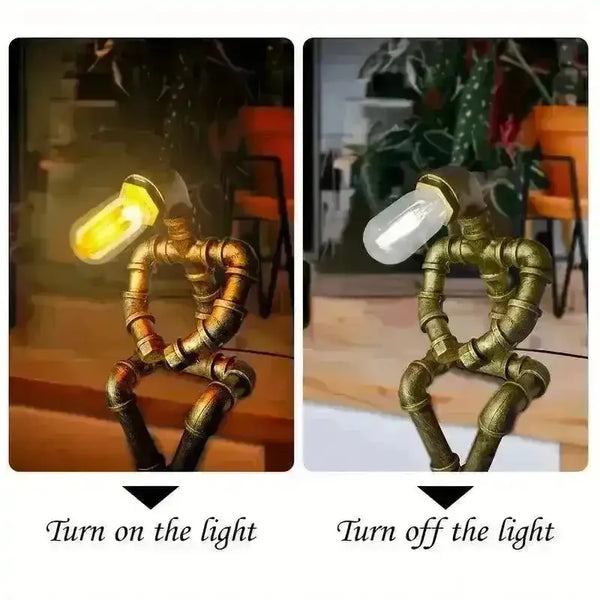 Unique Robot-Shaped Steampunk Desk Lamp - Bear Hugs