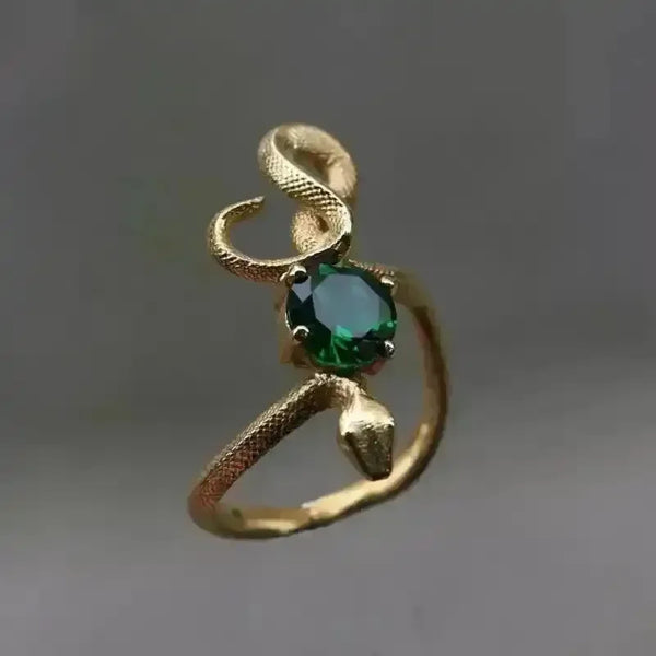 Unique Snake Emerald Ring - Bear Hugs