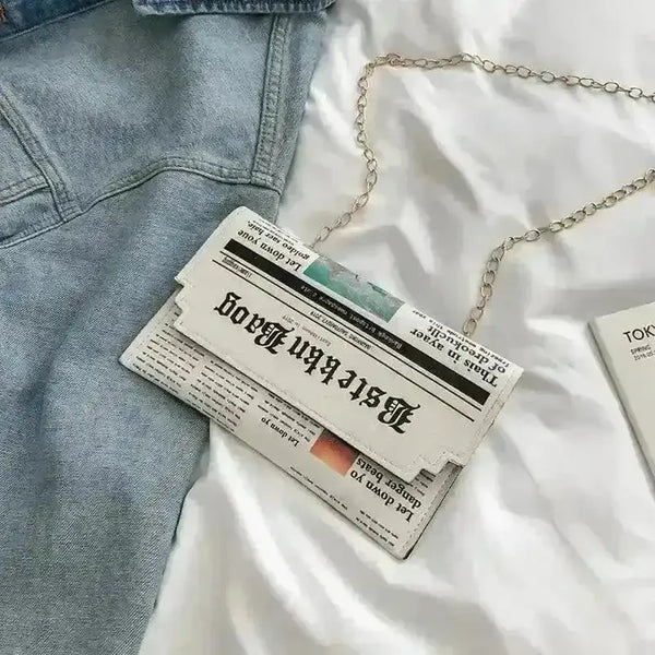 Vintage Newspaper Style Handbag - Bear Hugs