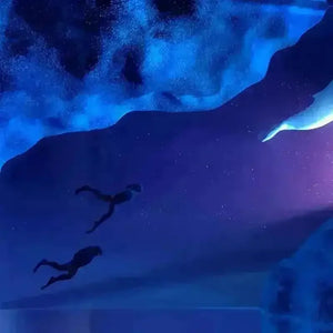 Whale and Divers Wooden Night Light - Bear Hugs