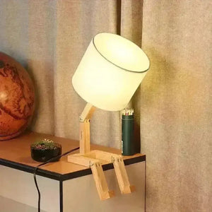 Wooden Pondering Novelty Table Lamp - Bear Hugs