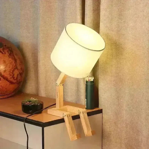 Wooden Pondering Novelty Table Lamp - Bear Hugs