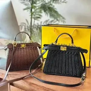 Woven Textured Luxury Designer Bag - Bear Hugs