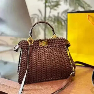 Woven Textured Luxury Designer Bag - Bear Hugs