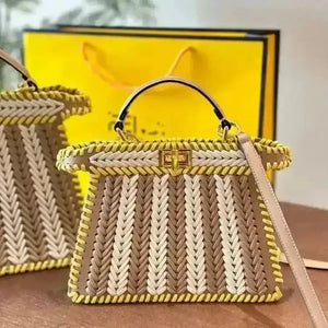 Woven Textured Luxury Designer Bag - Bear Hugs