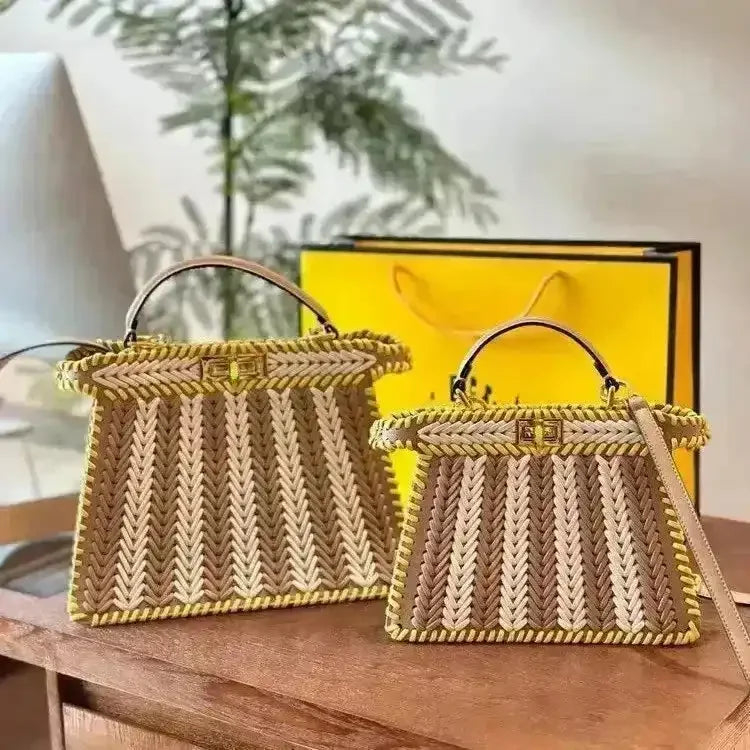 Woven Textured Luxury Designer Bag - Bear Hugs