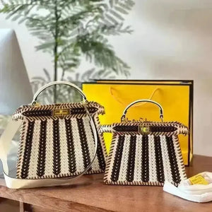 Woven Textured Luxury Designer Bag - Bear Hugs