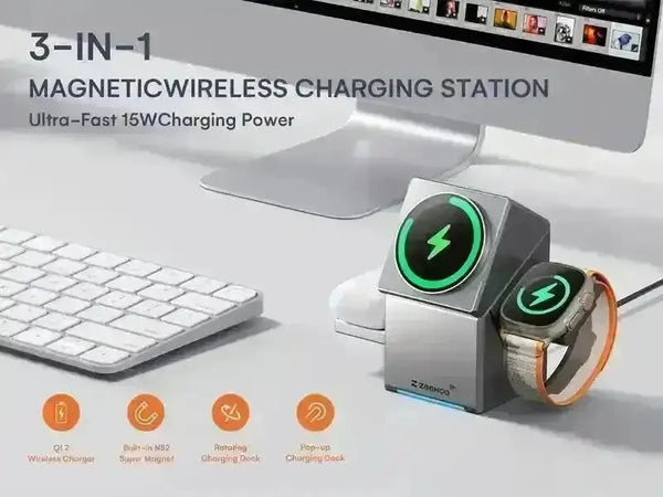 Zeehoo CubeTrick-X 3-in-1 Wireless Charging Station - Bear Hugs
