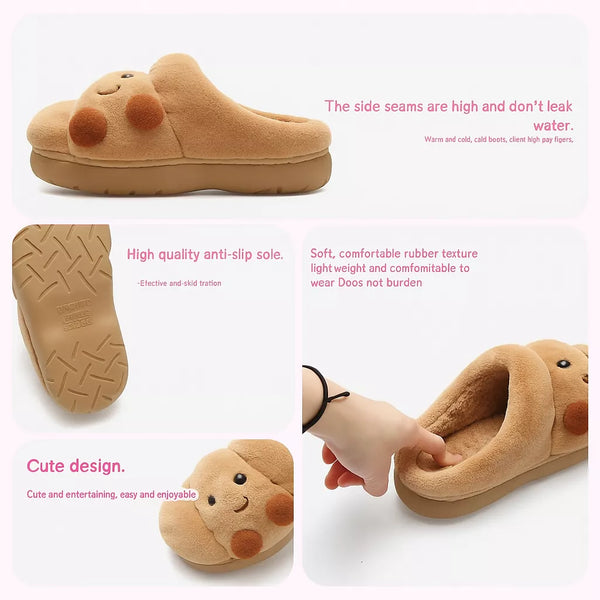 Croissant Cozies Plush Slip-on Slippers