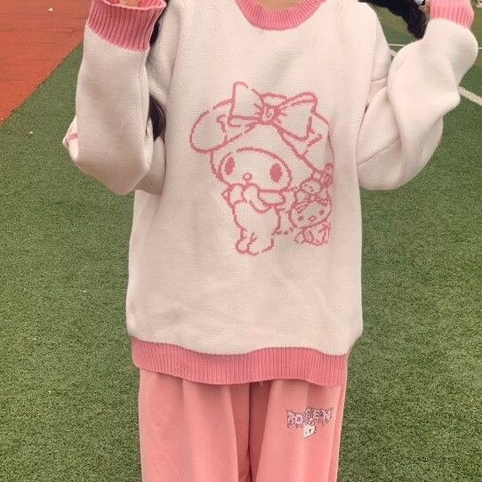 Cozy Kawaii Pastel Knit Pullovers - Bear Hugs