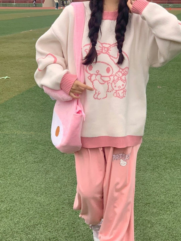 Cozy Kawaii Pastel Knit Pullovers - Bear Hugs
