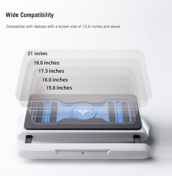 Flydigi BS1 Laptop Cooling Pad Wind-Pressure Closed-Loop Turbo-Fan (MAX 3000RPM) Dual Noise Reduction Intelligent Temperature Control 3-Angle Adjustable RGB Laptop Cooling Stand Wide Compatibility - Bear Hugs