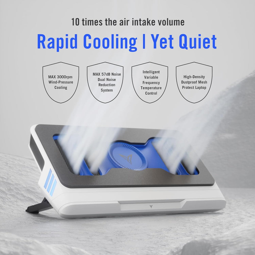 Flydigi BS1 Laptop Cooling Pad Wind-Pressure Closed-Loop Turbo-Fan (MAX 3000RPM) Dual Noise Reduction Intelligent Temperature Control 3-Angle Adjustable RGB Laptop Cooling Stand Wide Compatibility - Bear Hugs