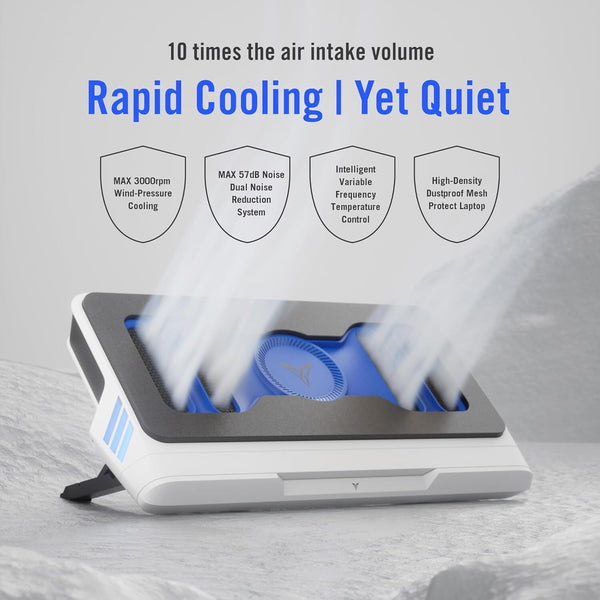 Flydigi BS1 Laptop Cooling Pad Wind-Pressure Closed-Loop Turbo-Fan (MAX 3000RPM) Dual Noise Reduction Intelligent Temperature Control 3-Angle Adjustable RGB Laptop Cooling Stand Wide Compatibility - Bear Hugs