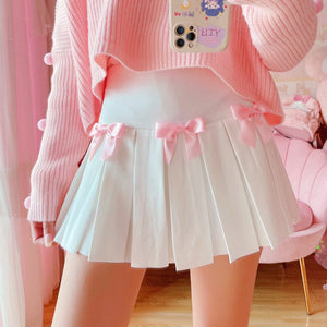High Waist Mini Pleated Bow Skirt - Bear Hugs