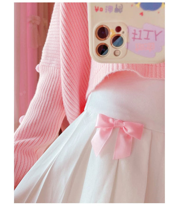 High Waist Mini Pleated Bow Skirt - Bear Hugs