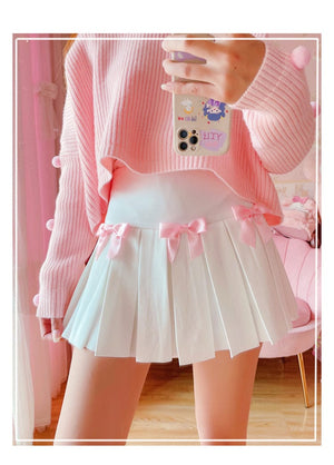 High Waist Mini Pleated Bow Skirt - Bear Hugs
