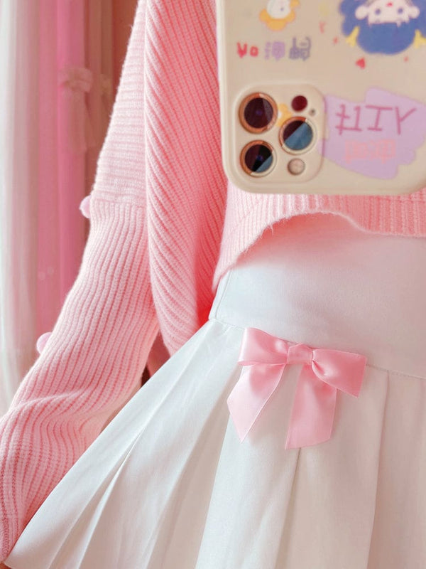 High Waist Mini Pleated Bow Skirt - Bear Hugs
