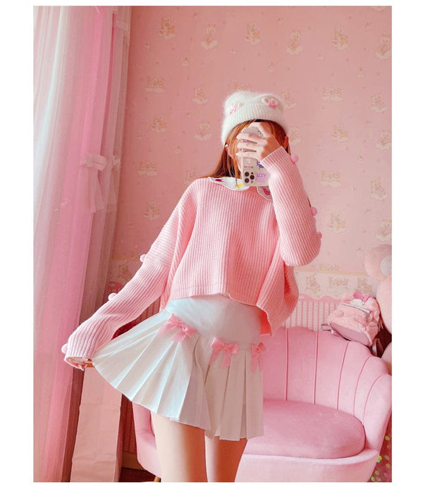 High Waist Mini Pleated Bow Skirt - Bear Hugs