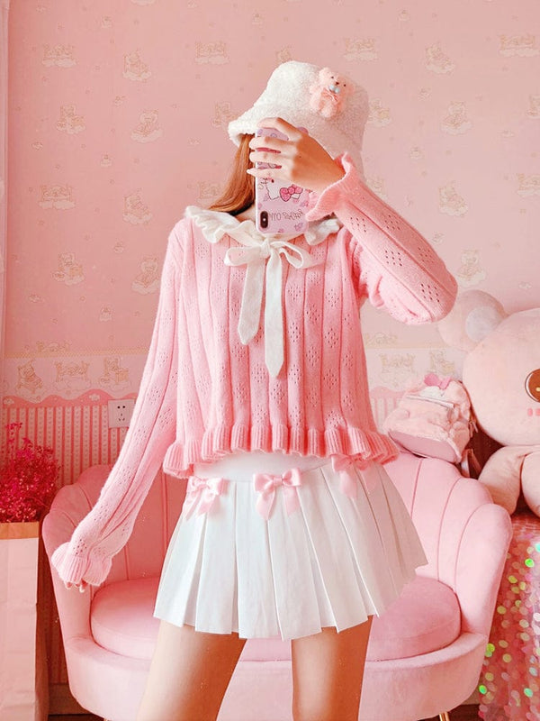 High Waist Mini Pleated Bow Skirt - Bear Hugs
