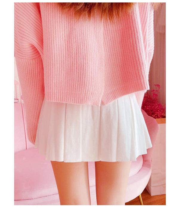 High Waist Mini Pleated Bow Skirt - Bear Hugs