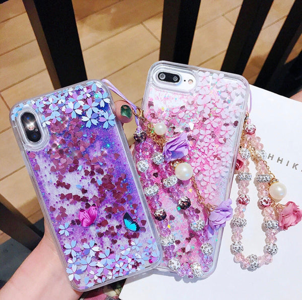 Pretty Sakura Liquid Phone Case for iphone 6/6s/6plus/6splus/7/7plus/8/8plus/X/XS/XR/XS Max/11/11pro/11pro Max PN3721 - Bear Hugs