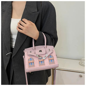 BRKN Architectural Facade Croco-Embossed Handbag