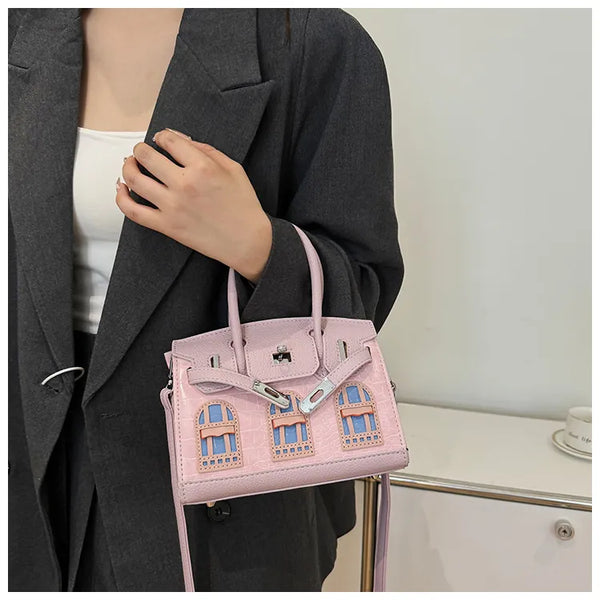 BRKN Architectural Facade Croco-Embossed Handbag
